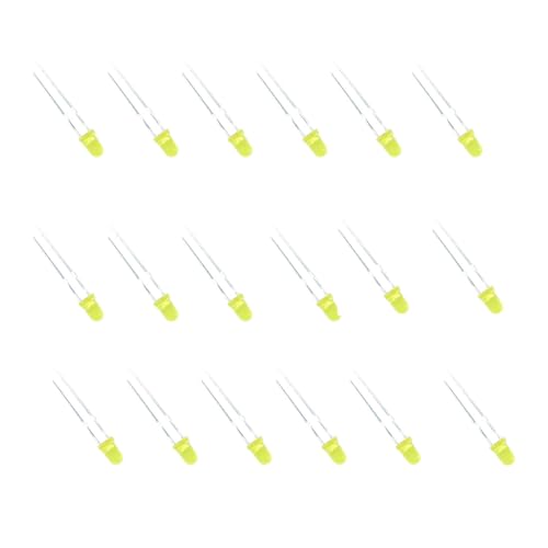 100PCS 3mm LED Emitting Diode 20mA 2 Pin Round Head Colored Diffused Diodes Lights Bulb Circuit Lamps Electronic Indicator Light (Yellow) - color: Yellow