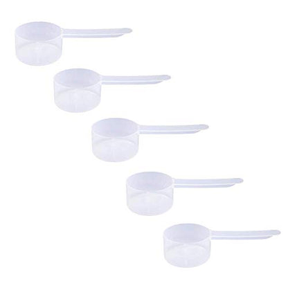 Plastic Measuring Scoop, (39 cc | 2.63 tbsp | 1.32 fl oz. | 39 mL) Long Handle Spoons for Powders, Granules, Coffee, Pet Food, Baking Supplies, Protein and Other Dry Goods, BPA Free (Set of 5) - size: 39 cc | 2.63 tablespoon | 1.32 fl oz. | 39 mL
