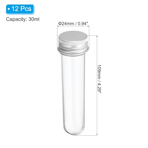PATIKIL 12Pcs 30ml Plastic Test Tubes with Screw Caps 109x24mm Tubes Silver - color: Silver Tone, size: 30ml