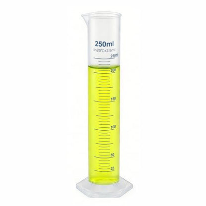 250ml Plastic Measuring Graduated Cylinder, Polypropylene Plastic, 2-Sided Marking, Ideal for Science, School and Home Lab, HUAOU, Pack of 1 - size: 250ml