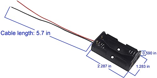 2Pcs 2 x 1.5V AA Battery Holder Case Box, 2 AA Battery Holder with Wire Leads