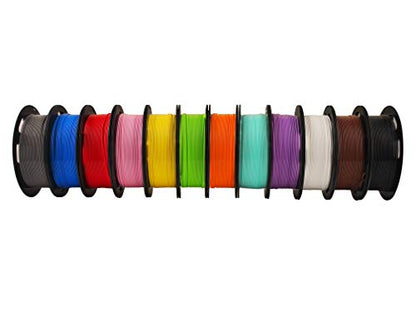 1.75mm 3D Printer Normal PLA Filament 12 Bundle, Most Popular Colors, 500g per Spool, 12 Spools Pack, Total 6kgs Material with One Bottle of 3D Printer Stick Tool Mika3D - color: 12 Spools - White/Black/Grey/Brown/Sapphire Blue/Red/Lime Green/Yellow/Orang