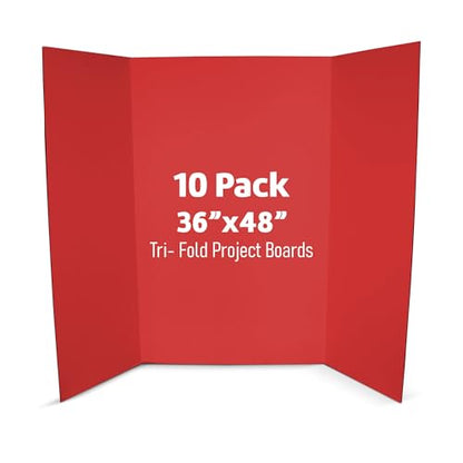 Flipside Products 36” x 48” Project Boards for Presentations, Science Fair, School Projects, Event Displays and Trifold Picture Board, Proudly Made in USA - Red - 10 Pack - color: Red, size: 10 Pack