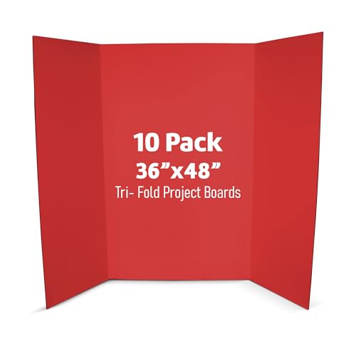Flipside Products 36” x 48” Project Boards for Presentations, Science Fair, School Projects, Event Displays and Trifold Picture Board, Proudly Made in USA - Red - 10 Pack - color: Red, size: 10 Pack