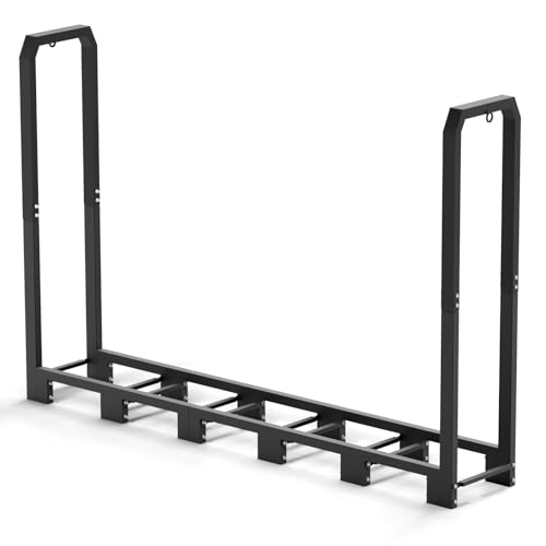 8Ft Firewood Rack Holder for Fireplace, Indoor & Outdoor Thickened Metal Firewood Storage Rack, Rust-Resistant, Sturdy, Space-Saving, Easy Assembly. - size: 8Ft