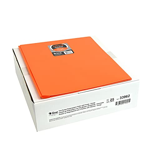 C-Line Two-Pocket Poly Portfolio w/Prongs, Orange, 25/Case (33962) - color: Orange, size: 25-Pack with Prongs