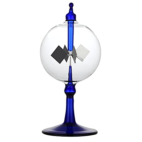 Solar Crookes Radiometer Glass Windmill Handmade for Party Home Decoration Gift L (Blue) - color: Blue