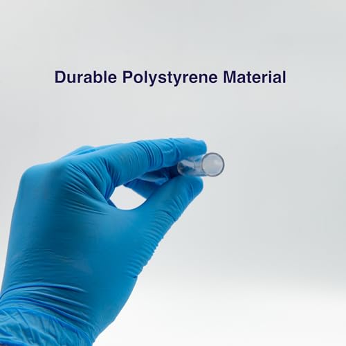 Kashi Scientific 16x100mm Plastic Test Tube Polystyrene Vial, Round Bottom [200 Pieces], 12ml Tube Capacity - size: 16x100mm, 200pcs