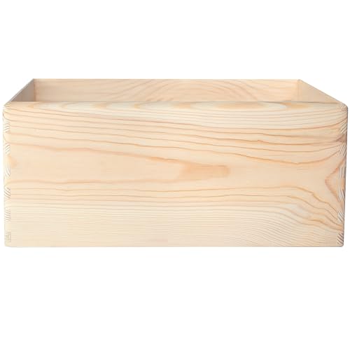 Creative Deco Large Wooden Crate Nesting Crate Handles - color: Beige, size: L