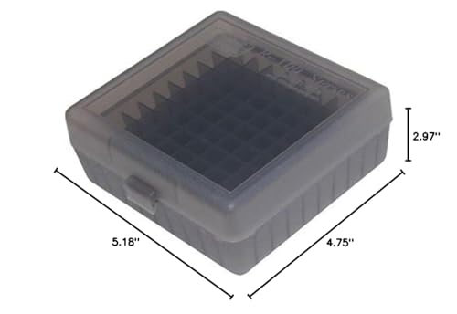 MTM RS-100-41 100 Round Rifle Ammo Box | Flip-Top | 223 204 Ruger 6x47 | Indestructible polypropylene, Snap-lock latch | USA Made | Clear Smoke - color: Clear Smoke