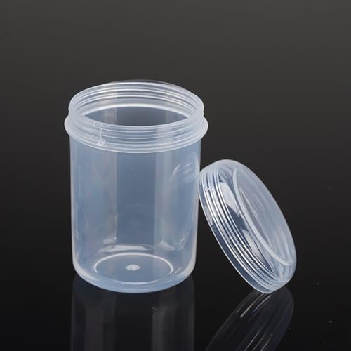 12 Pcs Clear Plastic Round Beads Storage Containers Box (1.5 x H2.28 Inch), 1.69 oz Plastic Storage Jars with Lid for Beads, Crafts, Pills, Fishing Tackles, Nails, DIY Crafts, etc - size: 50 ml (1.5" x 2.28")