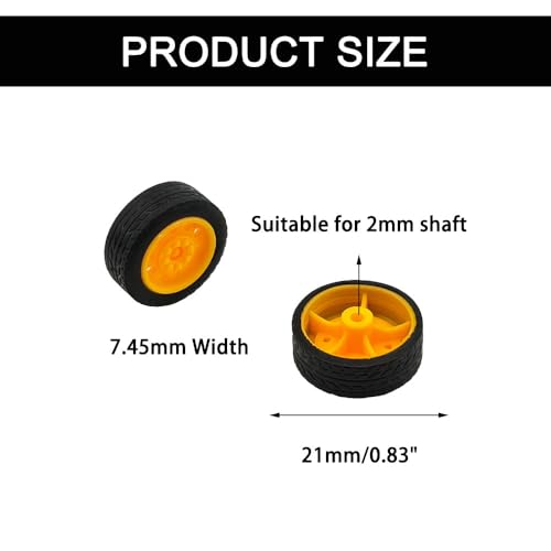 30PCS Small Toy Wheel Model Car Rubber Tire Wheel with Round Rod Shaft Axles for RC Car Truck Helicopter Airplane Robot DIY Model Toy Building Parts (2x21mm) - style: 2x21mm