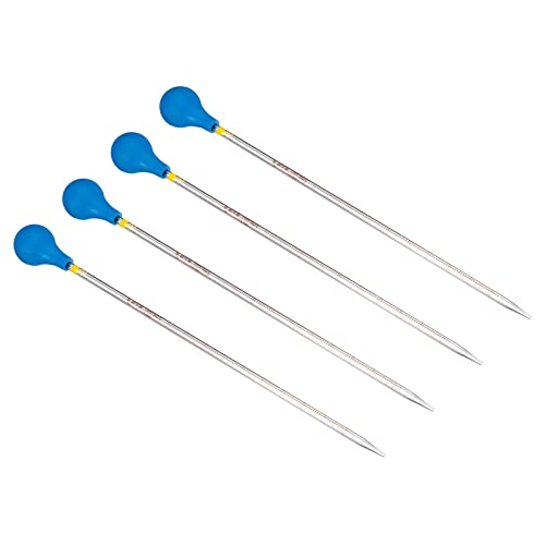 PATIKIL Graduated Dropper Pipettes Kit, 4pcs 1ml Borosilicate Glass Pipette with Rubber Cap for Transfer Liquid for Lab, Chemistry, Clear - size: 1ml