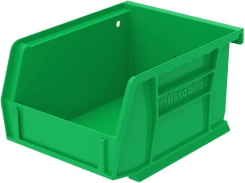 Akro-Mils 30210 AkroBins Plastic Storage Bin Hanging Stacking Containers, (5-Inch x 4-Inch x 3-Inch), Green, 24-Pack - color: Green