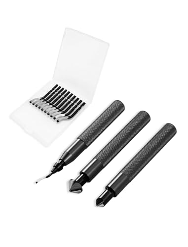 Deburring Tool Kit with 12 HSS Rotary Blades for 3D Printing, Resin, Metal, Ideal Tubing and 3D Printing Deburring, a Handle (2 Submerged Hand Reamers with 10 Blades) - color: 2 Submerged Hand Reamers with 10 Blades