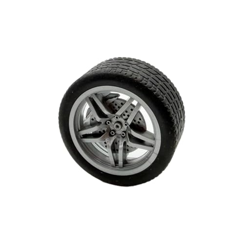 10PCS Toy Car Wheel RC Car Rubber Tire Wheel with 5PCS Round Shaft Axles for for RC Car Truck Robot Boat Helicopter DIY Model Building Projects (Silver)