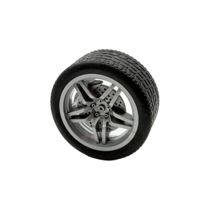 10PCS Toy Car Wheel RC Car Rubber Tire Wheel with 5PCS Round Shaft Axles for for RC Car Truck Robot Boat Helicopter DIY Model Building Projects (Silver)