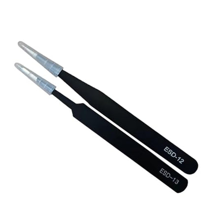 6PCS Precision Tweezers Set, Premium Non-Magnetic Upgraded Anti-Static Stainless Steel Curved of Tweezers, for Electronics, Laboratory Work, Jewelry-Making, Craft, Soldering, etc,