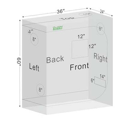 zazzy Hydroponic Grow Tent, 24"x36"x60" Reflective Mylar Grow Tent - size: 24"x36"x60"