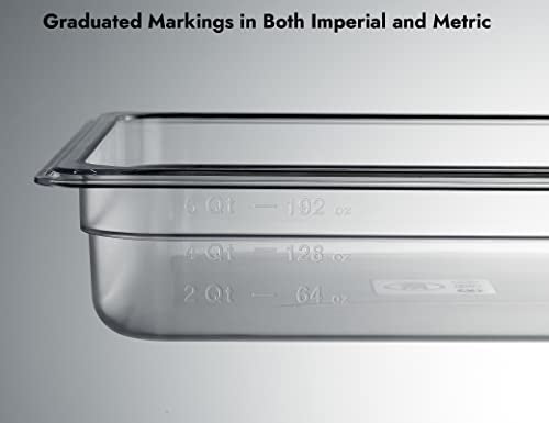 CURTA 6-Pack Full Size 2.5" Deep NSF Polycarbonate Food Pans | Dishwasher & Freezer Safe Clear Container for Prep Tables, Buffet, Salad Bar, Commercial & Home Kitchen - color: Full Size, size: 2-1/2" Deep