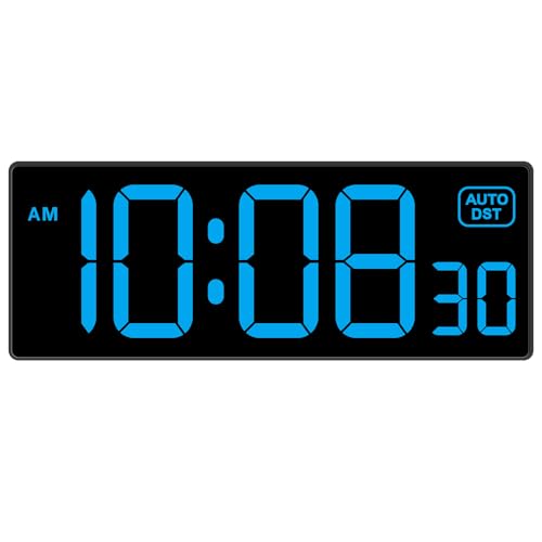 Soobest LED Wall Clock Digital Clock with Seconds - color: 10.2" Blue