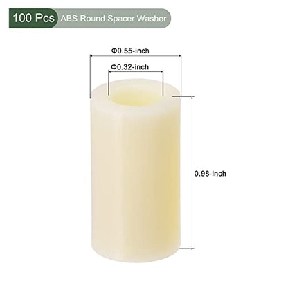 YOKIVE 100 Pcs Spacer Washer, ABS Round Straight Spacer for M8 Screws | Prevent Joint Deformation, Great for Robot, Drone (Beige, ID 8.2mm OD 14mm L 25mm) - size: 8.2mmx14mmx25mm