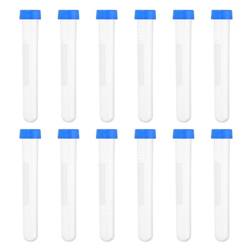 PATIKIL 15ML Plastic Centrifuge Tubes, 20 Pcs Round Bottom Centrifuge Tube with Blue Screw Caps and Graduated Marks Writing Area for Laboratory Liquid - color: Blue
