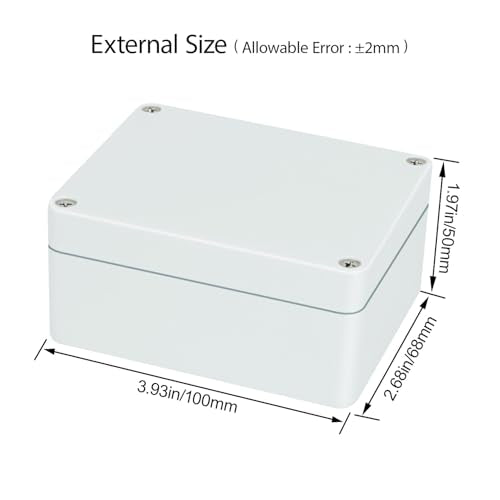 Project Box IP65 Waterproof Dustproof Junction Box ABS Plastic Enclosure Box for Electronics Gray White Outdoor Project 3.93"x2.68"x1.97"(100 x 68 x 50 mm)(2Pcs) - color: Gray White, size: 3.93" x 2.68" x 1.97"(2Pcs)