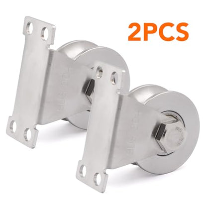 2PCS Groove Wheel Pulley, 304 Stainless Steel Pulley Blocks, Wall Mount Cable Pulley Wheel Duplex Bearings, Screws for DIY Gym Equipment Sliding Rolling Gate, Loading 850 lbs (48mm) - size: 48mm 2PCS