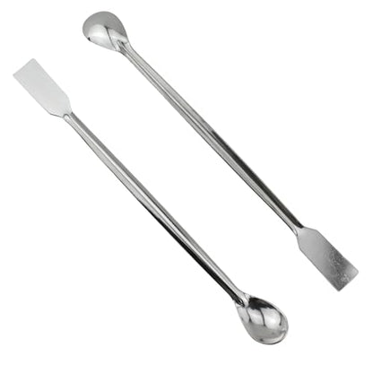 10PCS 2 in 1 Stainless Steel Laboratory Spoon 7.6 Inch Silver Sampling Scoop Bartending Utensils Suitable for Bars Schools Homes Laboratories Gatherings