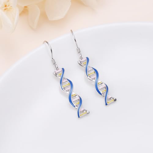 Sterling Silver DNA Double Helix Chemistry Science Biology Earrings