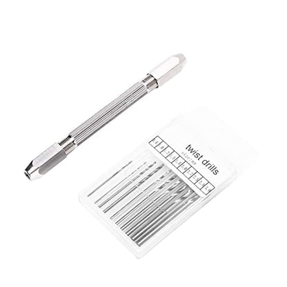 Double Hand Drill, Proof Durable Brass Construction with 2 Collet Design, Precision Twist Bit Hand Drill Set for Electronic Assembly, Model Making, Hobby Projects