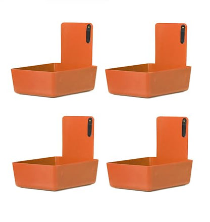 4/Pk Dental Lab Pan Medium Plastic Dental Medical Pro Lab Working Pan with Stainless Steel Clip (Orange) - color: Orange