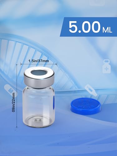 ZWCP 5ml Glass Vials for Injections, Self-Healing Injection Port, Empty Vials for Injections with Sealed Cap (10 Pack) - size: 5ml