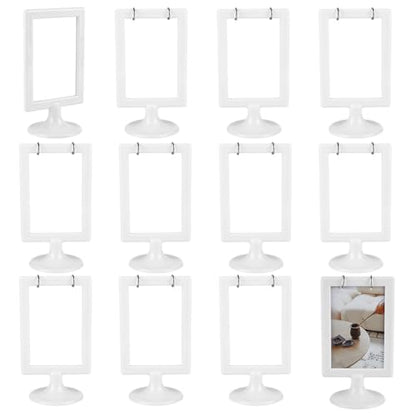 12pcs Mini Anchor Chart Holder 5.1 x 3.3 Inches Card Stand Double Sided Learning Card Paper Organization Interactive Display for Classroom Teaching Holding Alphabet Vocabulary(White) - color: White