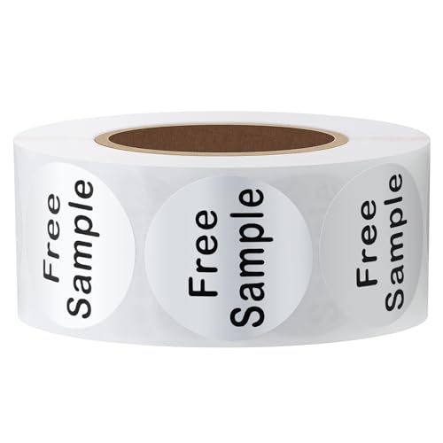 Hybsk Free Sample Stickers 1 Inch Round Retail Store Sale Displays Adhesive Labels for Inventory Control Total 500 Per Roll (Silver) - color: Silver