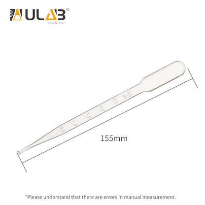 ULAB 100 Pcs Sterile Transfer Pipettes, Individual Peel-Pack, Vol. 7ml, 0.5ml Graduation Interval, 155mm Long, Low-Density Polyethylene Material, UTP1014 - style: Vol.7ml, 100pcs, Individual Peel-Pack