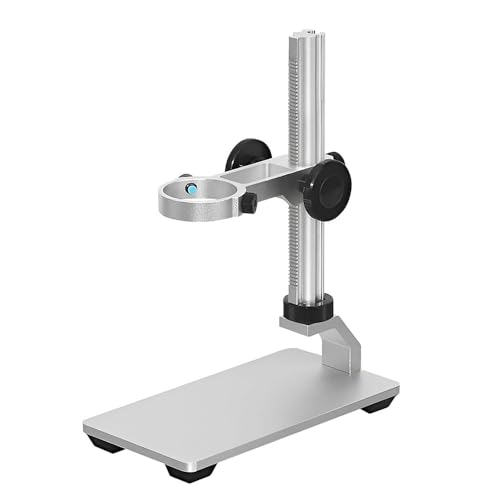 Jiusion Aluminium Alloy Universal Adjustable Professional Base Stand Holder Desktop Support Bracket for Max 1.4" in Diameter USB Digital Microscope Endoscope Magnifier Loupe Camera - color: Silver