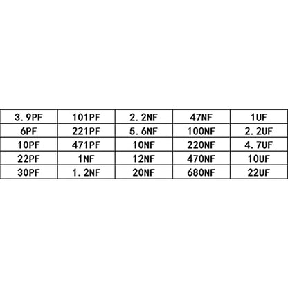 500PCS 25 Value 0603 SMD Ceramic Capacitor Assortment Kit 3.9-22uF - size: 500 PCS 25 values 0603