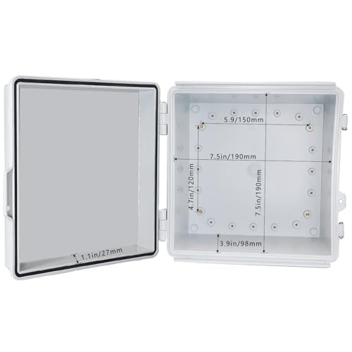 Waterproof Outdoor Electrical Box Junction Box Weatherproof IP67 ABS Plastic Enclosure Switch Router Project Box with Mounting Plate with Wall Bracket 2 Cable Glands Grey 8.27" x 8.27" x 5.12" - color: Grey, size: 8.27" x 8.27" x 5.12" 1pc