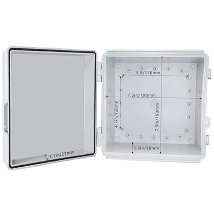 Waterproof Outdoor Electrical Box Junction Box Weatherproof IP67 ABS Plastic Enclosure Switch Router Project Box with Mounting Plate with Wall Bracket 2 Cable Glands Grey 8.27" x 8.27" x 5.12" - color: Grey, size: 8.27" x 8.27" x 5.12" 1pc