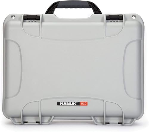 NANUK 910 Waterproof Hard Case with Foam – 14.3” x 11.1” x 4.7”, Protective Case for Camera, Electronics & Gear – Impact-Resistant, Dustproof, Airline Carry-On Approved – Made in Canada, Silver - color: Silver, style: Cubed Foam