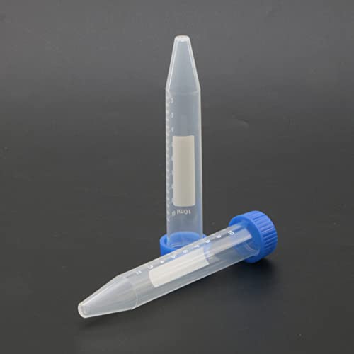 Kesell 10ml Centrifuge Tube Conical Bottom Blue Screw Cap with Clear Graduation and Writing Area, Pack of 20