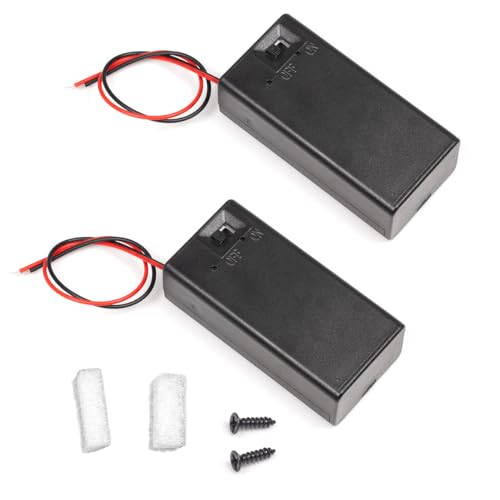 (Pack of 2 9v Battery Holder, 9 Volt Battery Holder with Switch, 9v Battery Case with Switch
