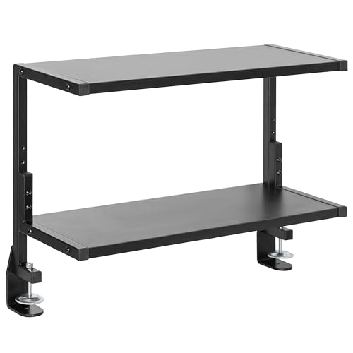 VIVO Black Clamp-on 24 inch 2-Tier Desk Shelf, STAND-SHELF24C - color: Black, size: 24 inch