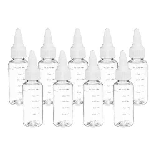 PATIKIL 30ml 1oz,9 Pcs Plastic Squeeze Dispensing Bottles,Transparent,White - color: Transparent/White, size: 30ml