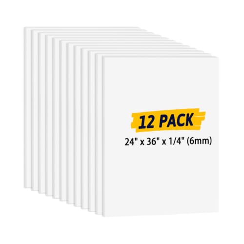 AKONEGE 12 Pack White Foam Board 24" x 36" x 0.23" (6mm) for Art Craft - color: White, size: 12PCS