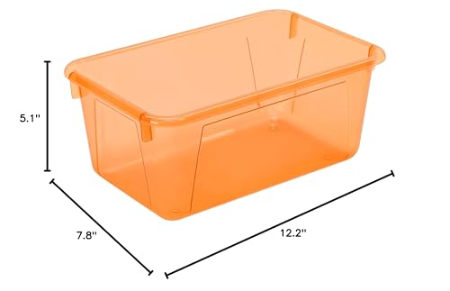 Storex Small Cubby Bin, 12.2 x 7.8 x 5.1 Inches, Candy Orange, 5-Pack (62479U05C) - color: Tint Orange, style: Bin Only