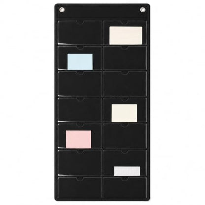 1 Pack 3" x 5" Index Card Holder Sleeve 16 Slots for Office, Black - color: Black