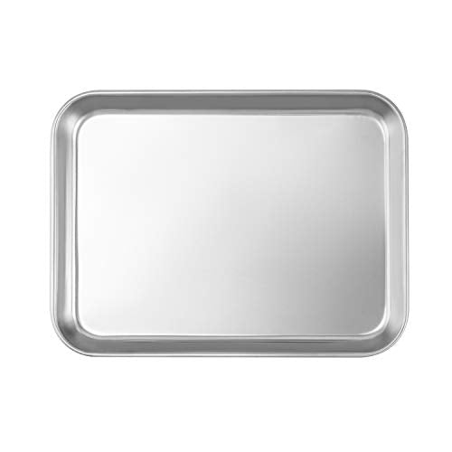 QWORK Stainless Steel Instrument Tray, Utility Tray Tool Organizer Trays for Lab Instruments, 10 5/8" x 6 11/16" x 1 5/16", Flat Bottom Tray